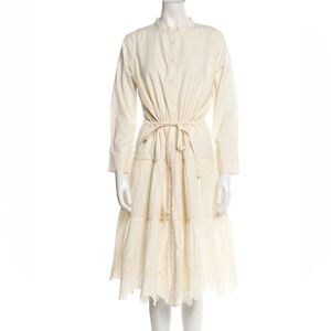 Apiece Apart / eyelet tiered midi shirt dress cream sz 4 small